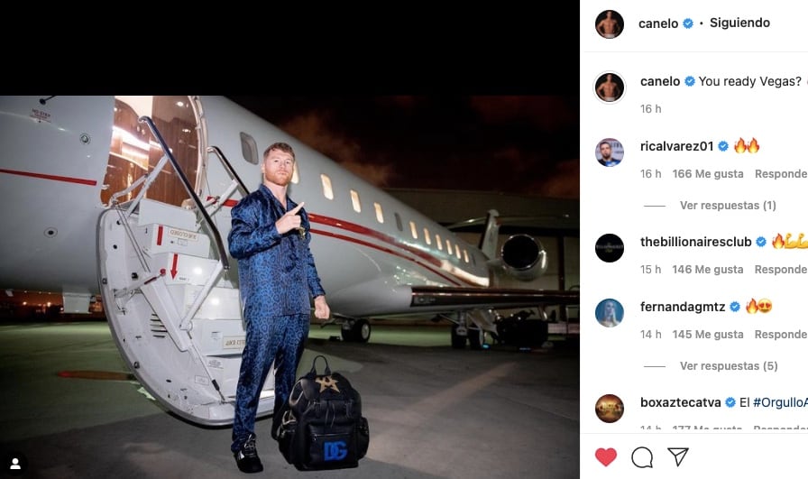 Canelo Álvarez ya está en Las Vegas