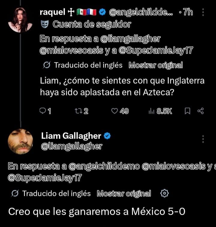 El pronóstico de Liam Gallagher para el Inglaterra vs México