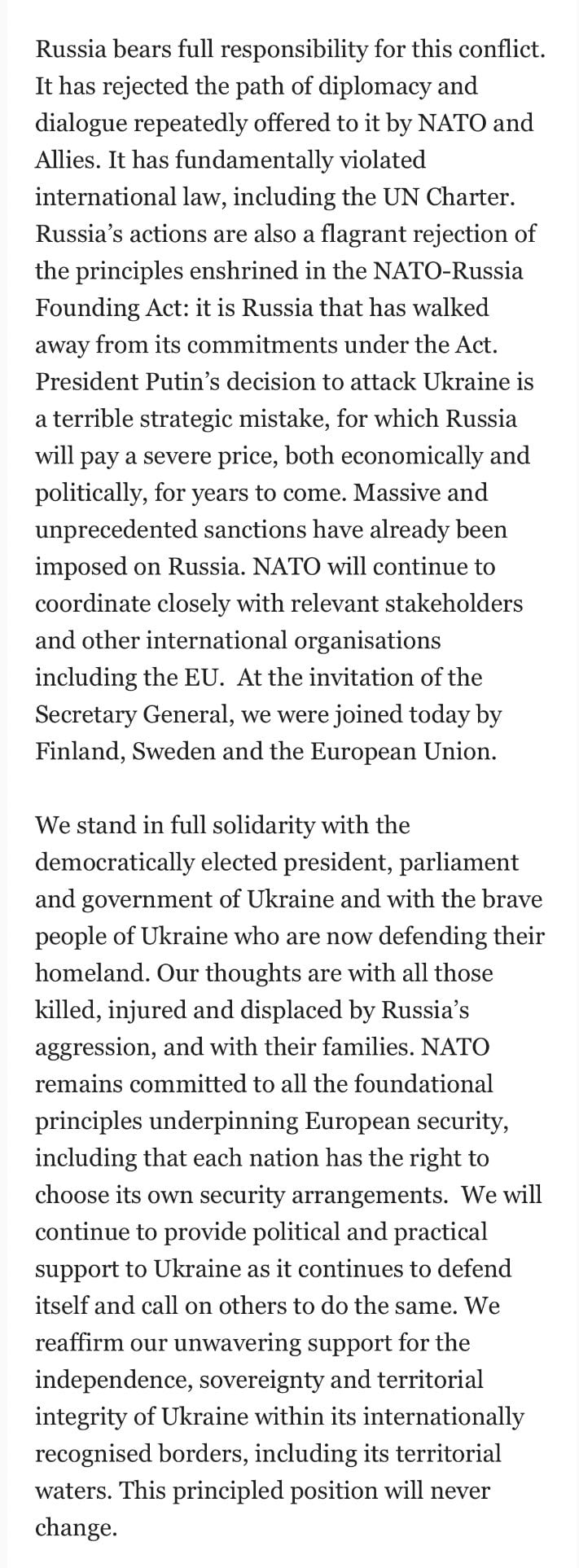 comunicado de la OTAN