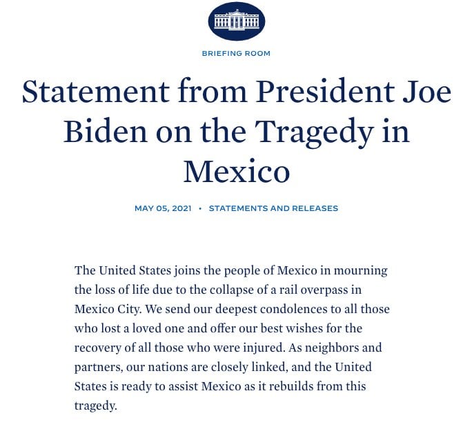Joe Biden, mensaje por accidente de la L12