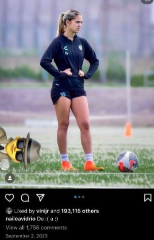 Vinicius Jr. le dio like a la publicación de Nailea Vidrio en Instagram.