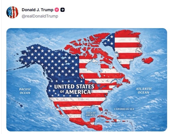 Donald Trump comparte mapa con el territorio que busca para Estados Unidos.