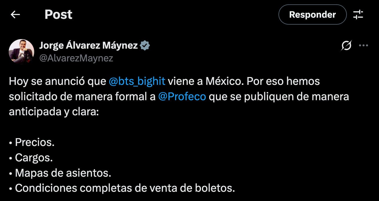 Álvarez Máynez respalda al Army por conciertos de BTS en México