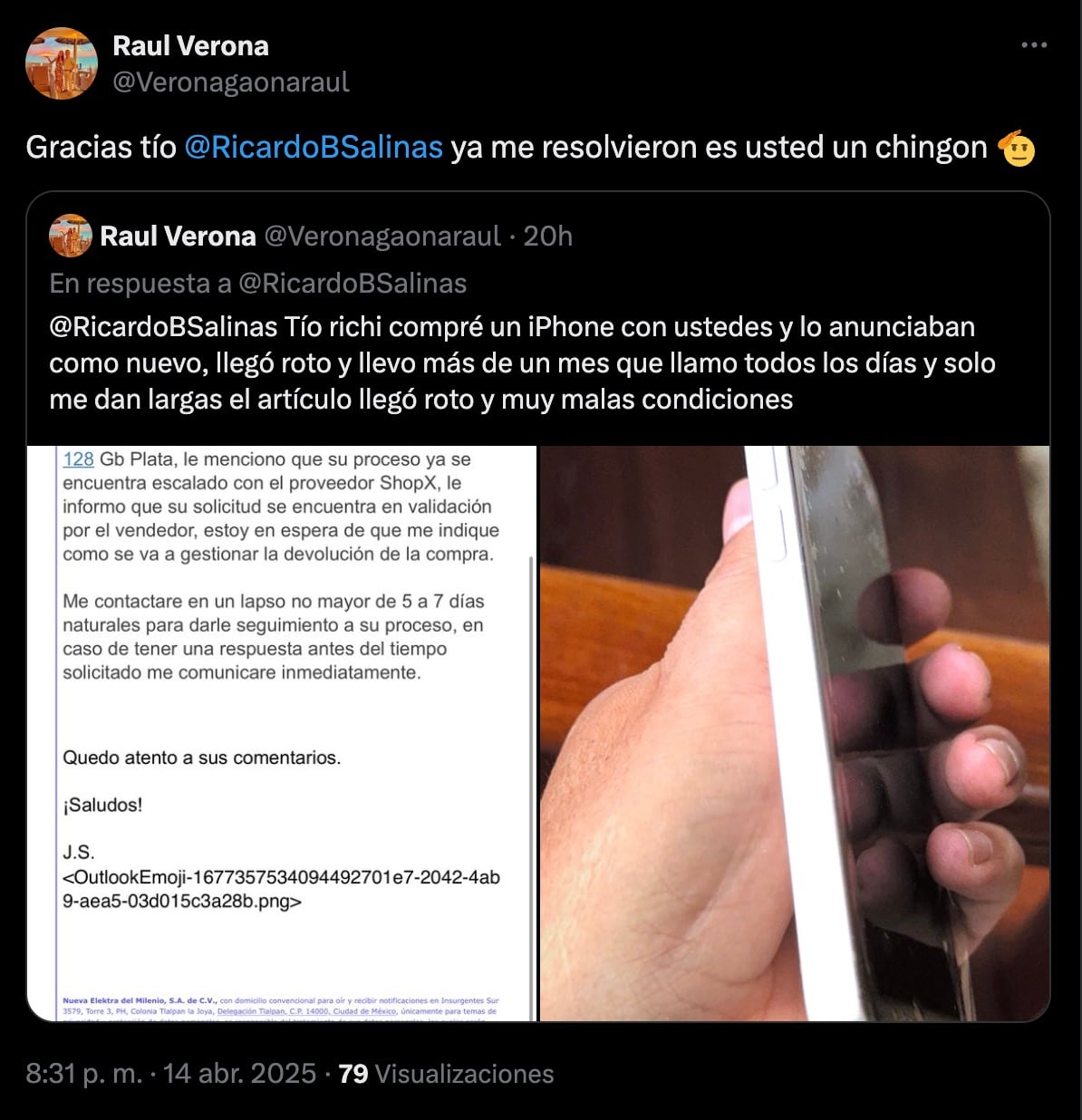 Cliente de Elektra que exhibió iPhone que llegó roto sí le resolvieron