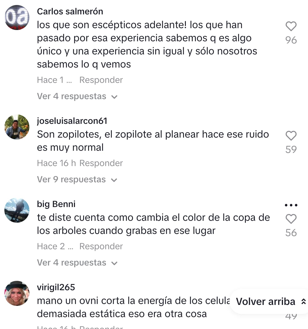 Comentarios sobre el video en TikTok del supuesto OVNI en el cerro