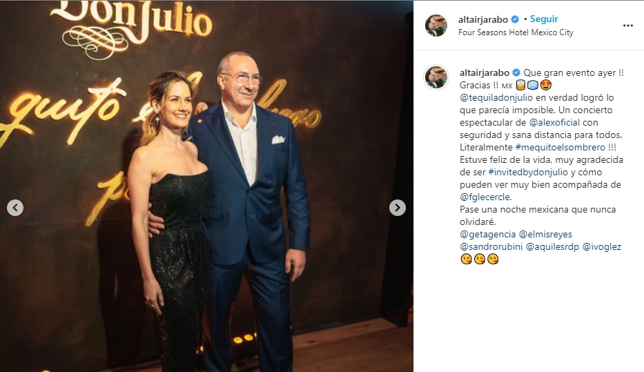 Altaír Jarabo con Frédéric García en concierto de Alejandro Fernández.