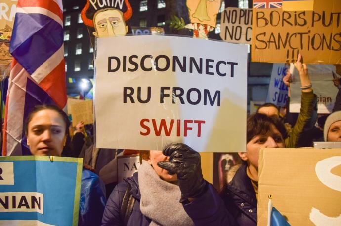 Protesta contra la invasión rusa a Ucrania