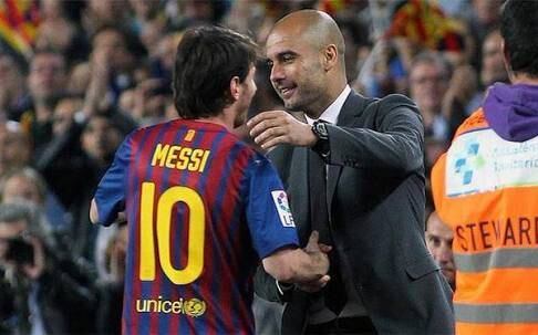 Pep Guardiola y Lionel Messi
