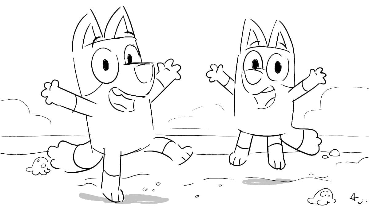 Dibujo de Bluey: playa