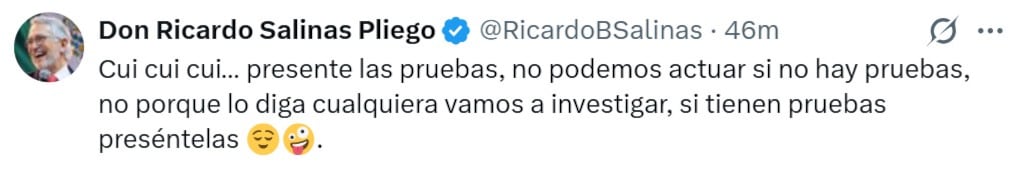 Ricardo Salinas Pliego responde a Citlalli Hernández