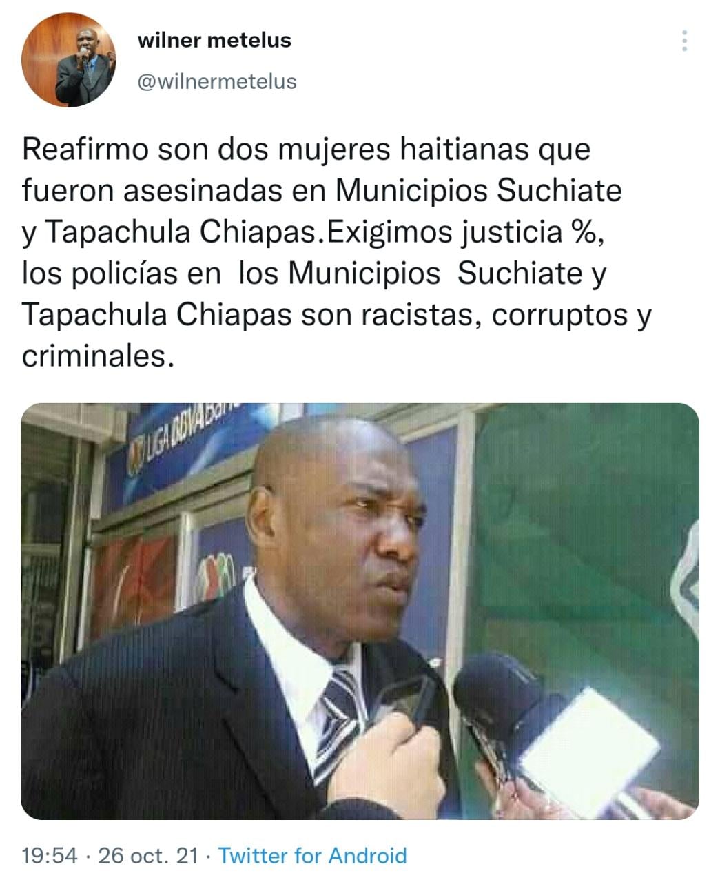 Mensaje de Wilner Metelus