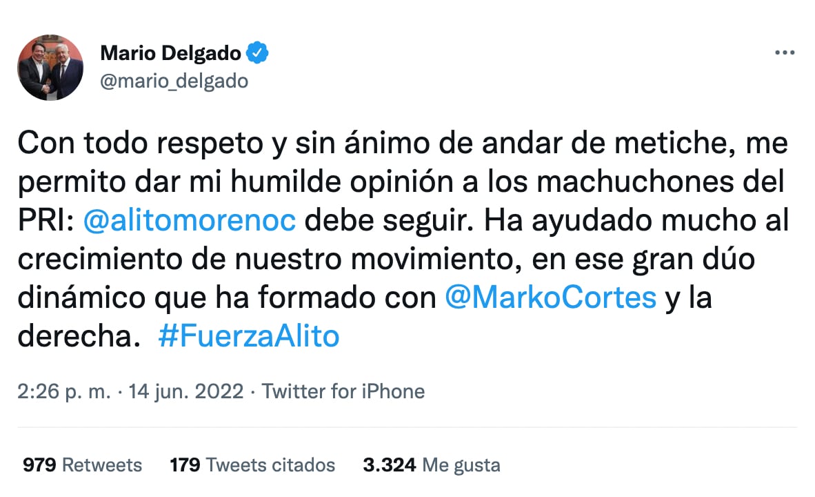 Mario Delgado se burla de Alejandro Moreno