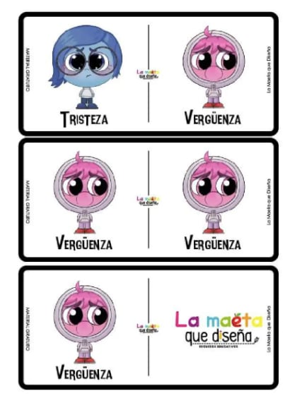 Actividades de Intensamente 2: Dominó para imprimir con todos los personajes