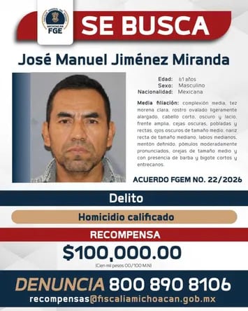 Fiscalía ofrece recompensa por José Manuel Jiménez Miranda