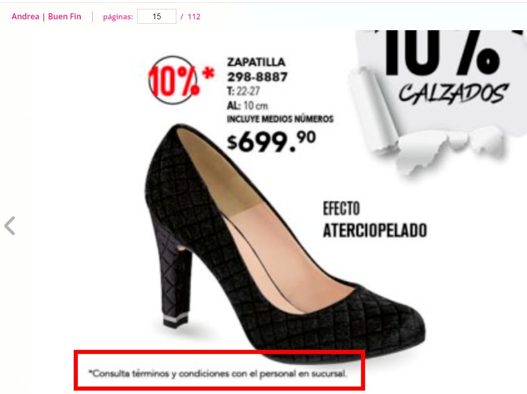 Términos y condiciones de las promociones de Andrea en el Buen Fin 2021
