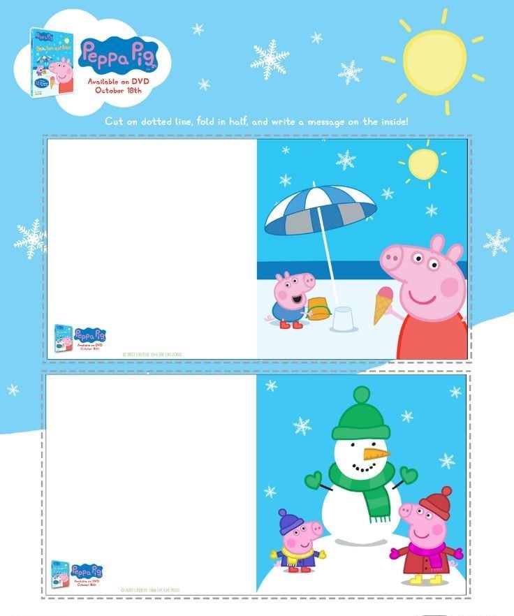 Etiquetas navideñas de Peppa Pig para imprimir