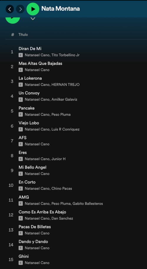 Cuerno Azulado, la canción de Natanael Cano, no aparece en Spotify.