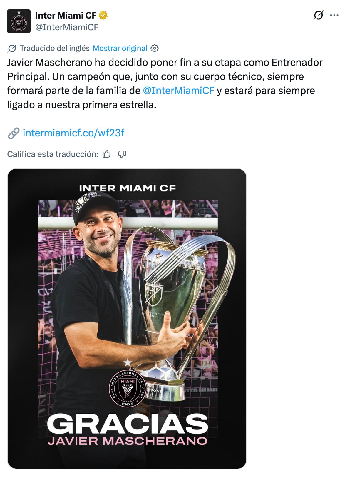 Javier Mascherano deja al Inter Miami