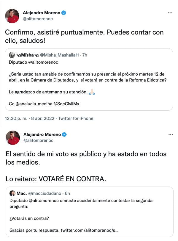 Tuits de Alejandro Moreno