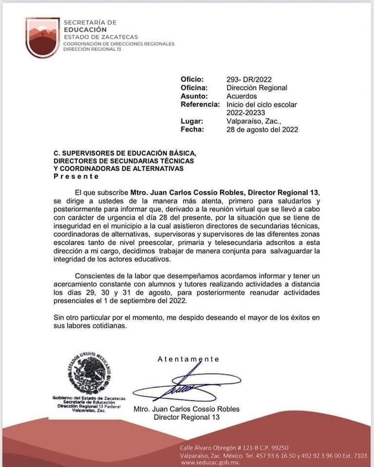 Universidad de Zacatecas cancela el regreso a clases por balaceras