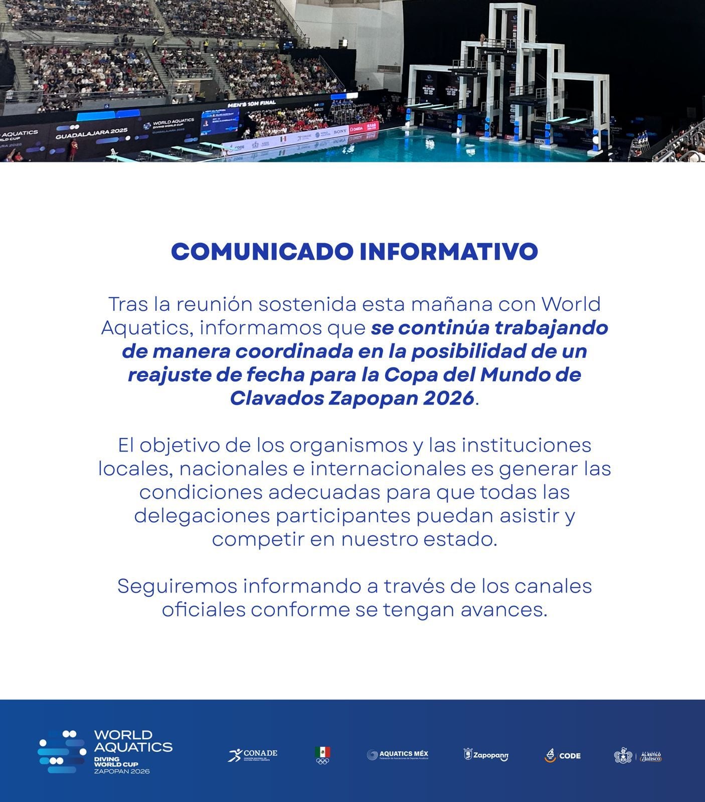 No se descarta la realización de la Copa Mundial de Clavados