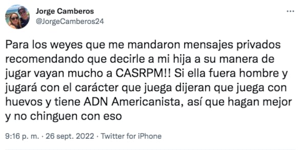 Mensaje del padre de Scarlett Camberos