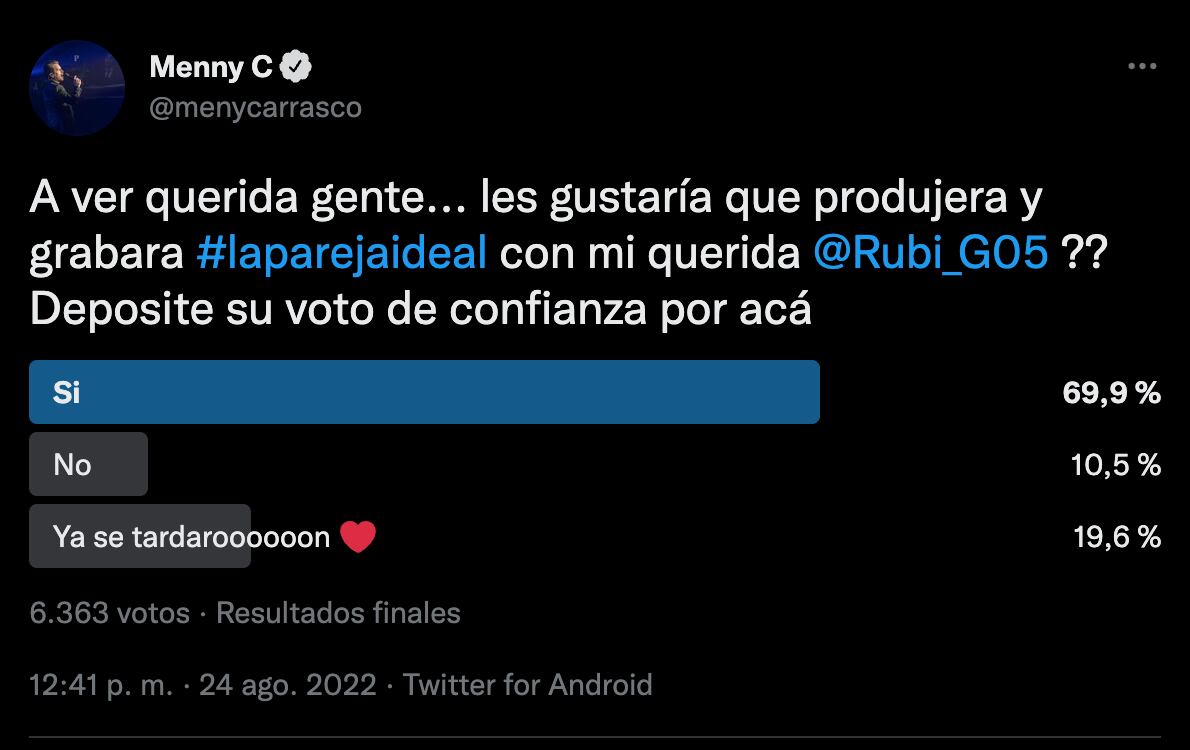 Menny Carrasco quiere grabar un dueto con Rubí