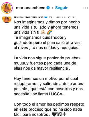 Mariana Echeverría comparte que el bebé aircoíris que iba a tener con Óscar Jiménez, murió.