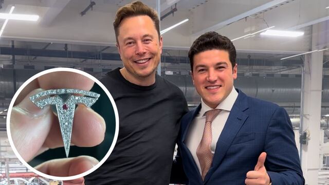 Samuel García se emociona de más y presume pin de diamantes de Tesla