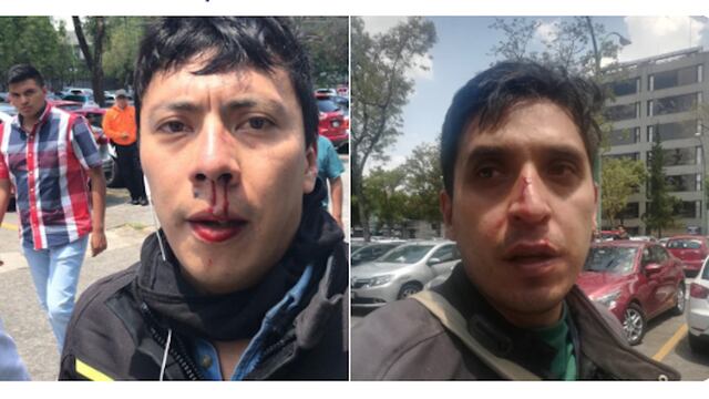 Los reporteros Uriel Muñoz y Víctor Gálvez fueron agredidos por elementos de vigilancia.