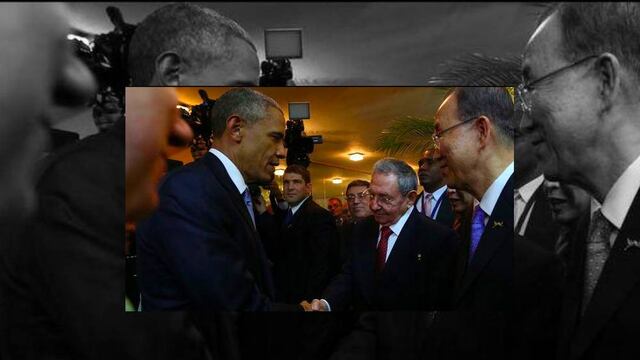 Saludo entre Obama y Castro. Historia.