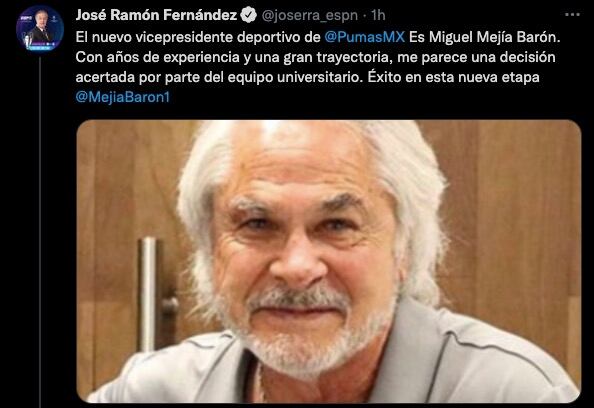 José Ramón Fernández celebró el regreso de Miguel Mejía Barón a Pumas