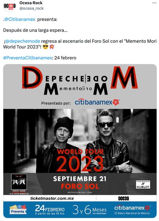 Depeche Mode dará un concierto en la CDMX