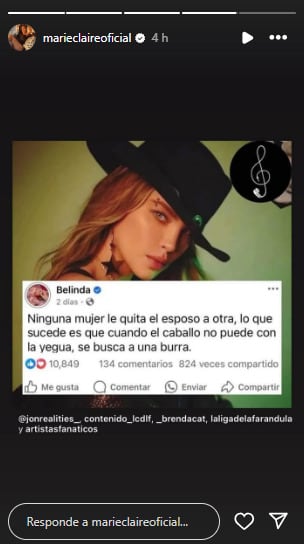 Marie Claire Harp comparte mensaje de Belinda que no fue escrito por la cantante