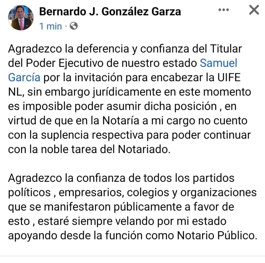 Samuel García perdería control de la UIFE