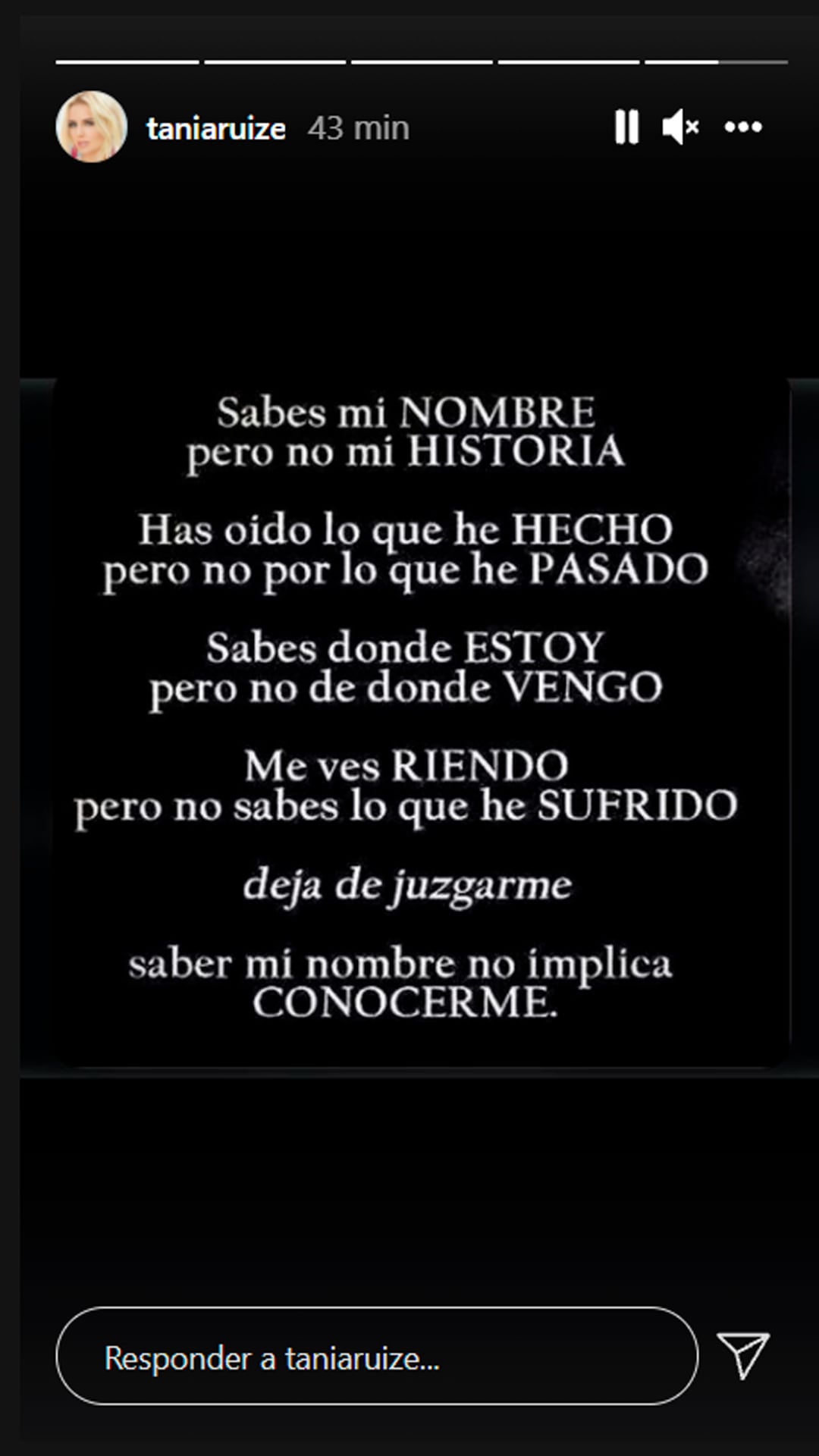 Historia de instagram de @taniaruize