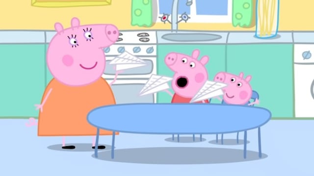 Peppa Pig y George Pig hacen aviones de papel