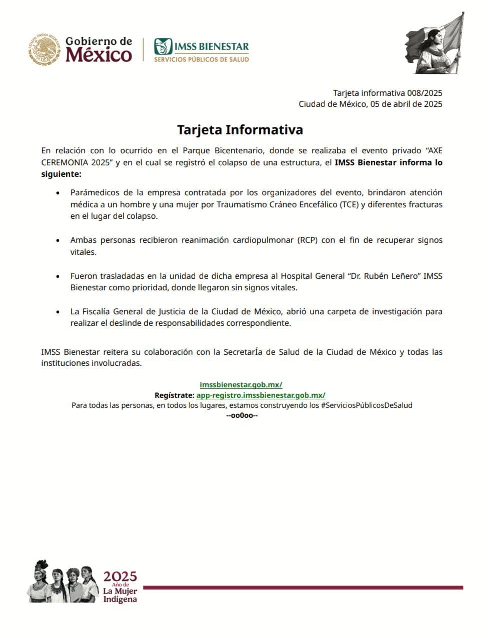 Víctimas del Axe Ceremonia 2025