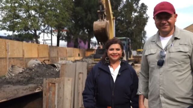 Clara Brugada atiende socavón de calzada Zaragoza con obra exprés