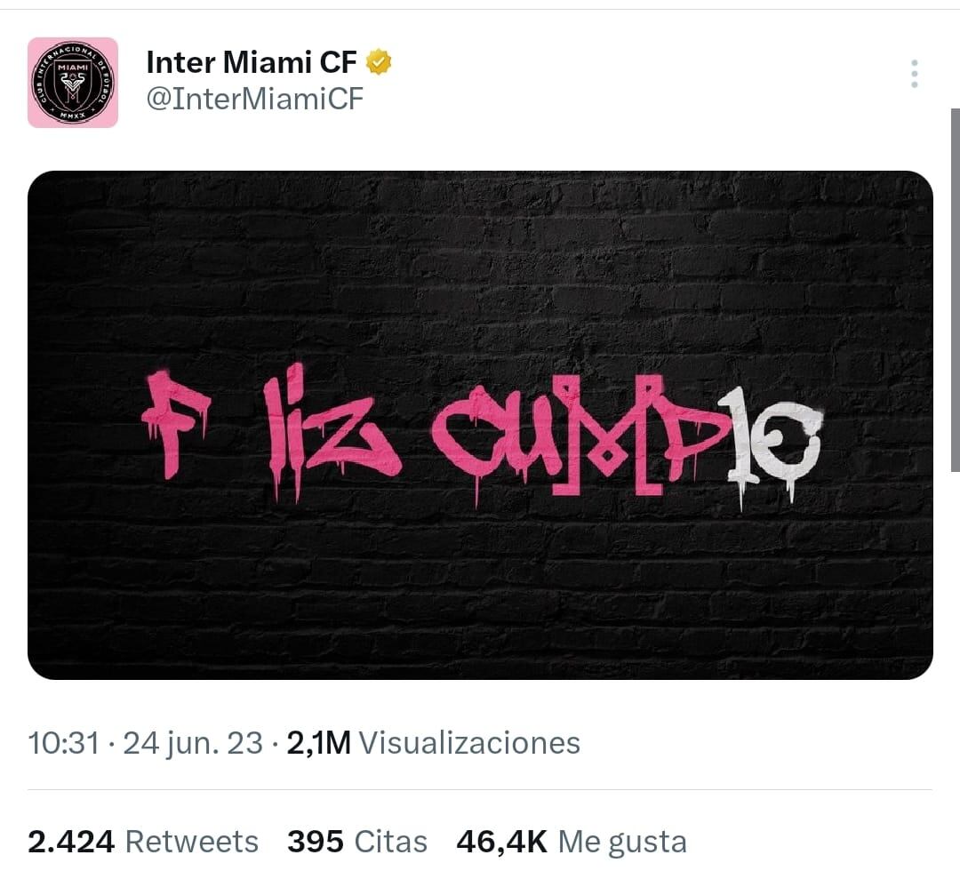 Inter Miami felicita a Messi