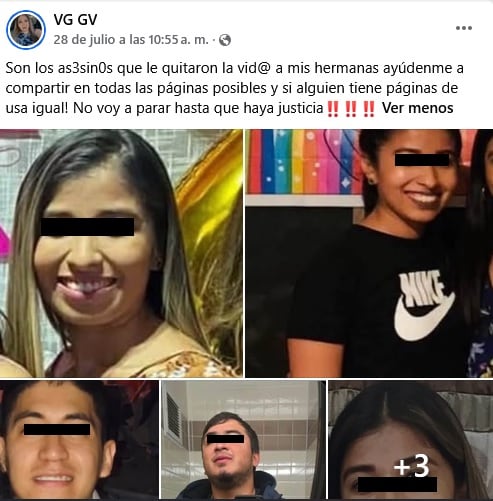 Hermana de Dinorah y Denisse "Las cuatas" publica a los presuntos responsables del doble feminicidio.