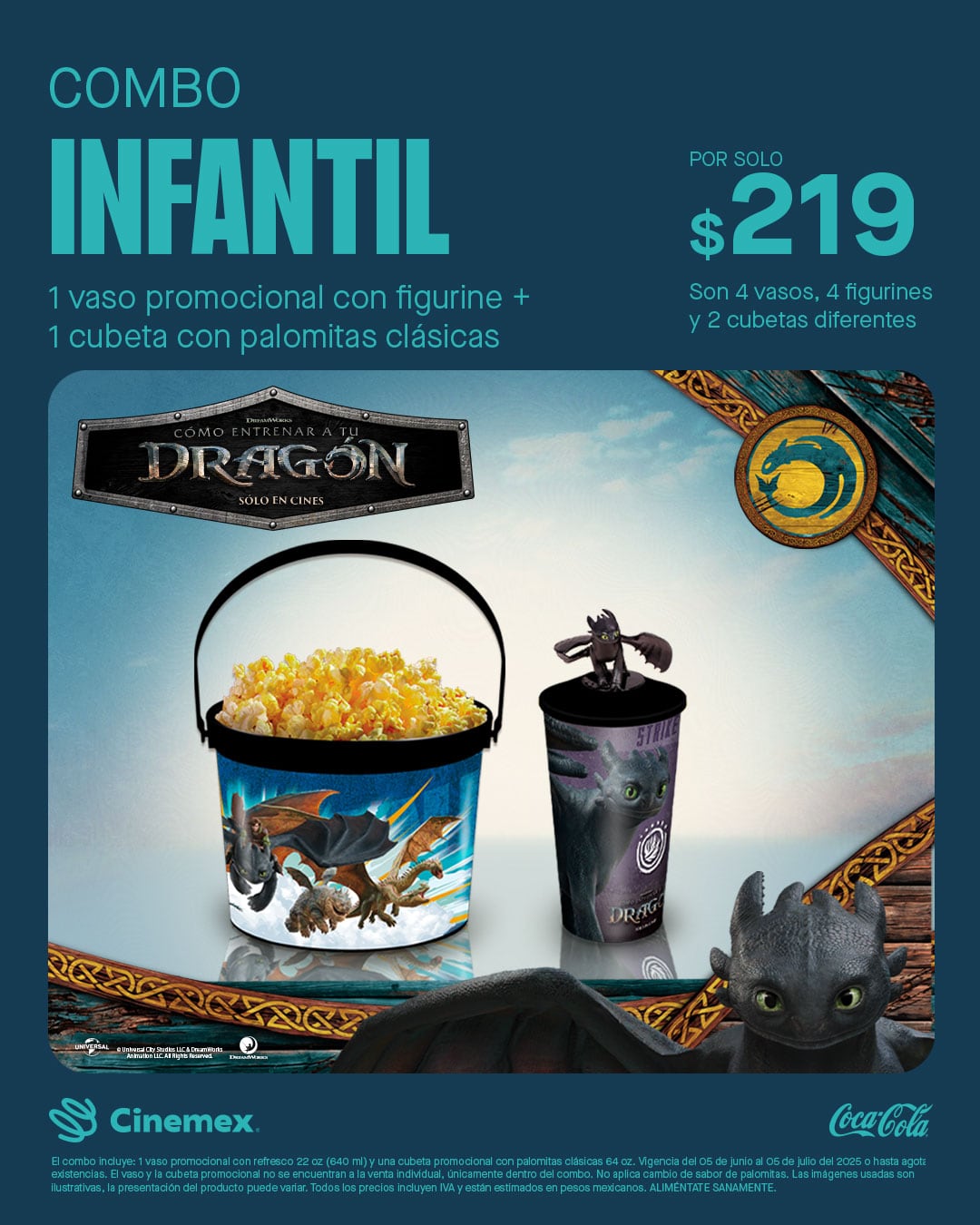 Combo infantil Cómo entrenar a tu dragón en Cinemex