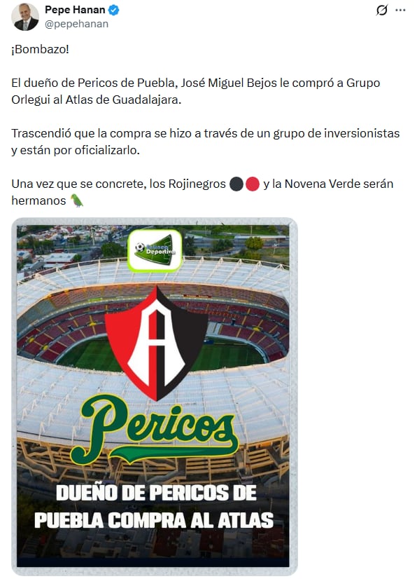 Atlas será propiedad del dueño de Pericos de Puebla