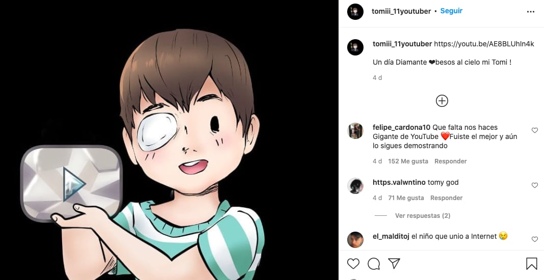 Tomiii11 recibe botón de diamante póstumo