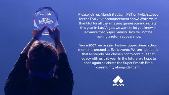 Anuncio EVO 2022 Super Smash Bros. Ultimate