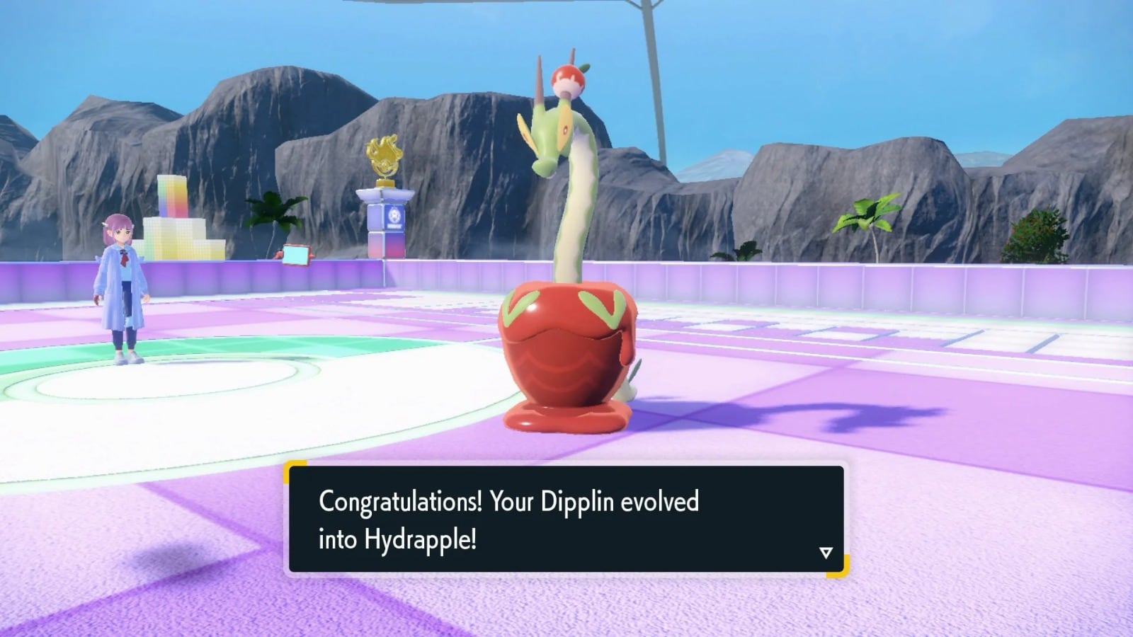 La evolución de Dipplin a Hydrapple en Pokémon Violet y Scarlet: The Indigo Disk