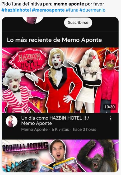 Memo Aponte hizo cosplay de Hazbin Hotel