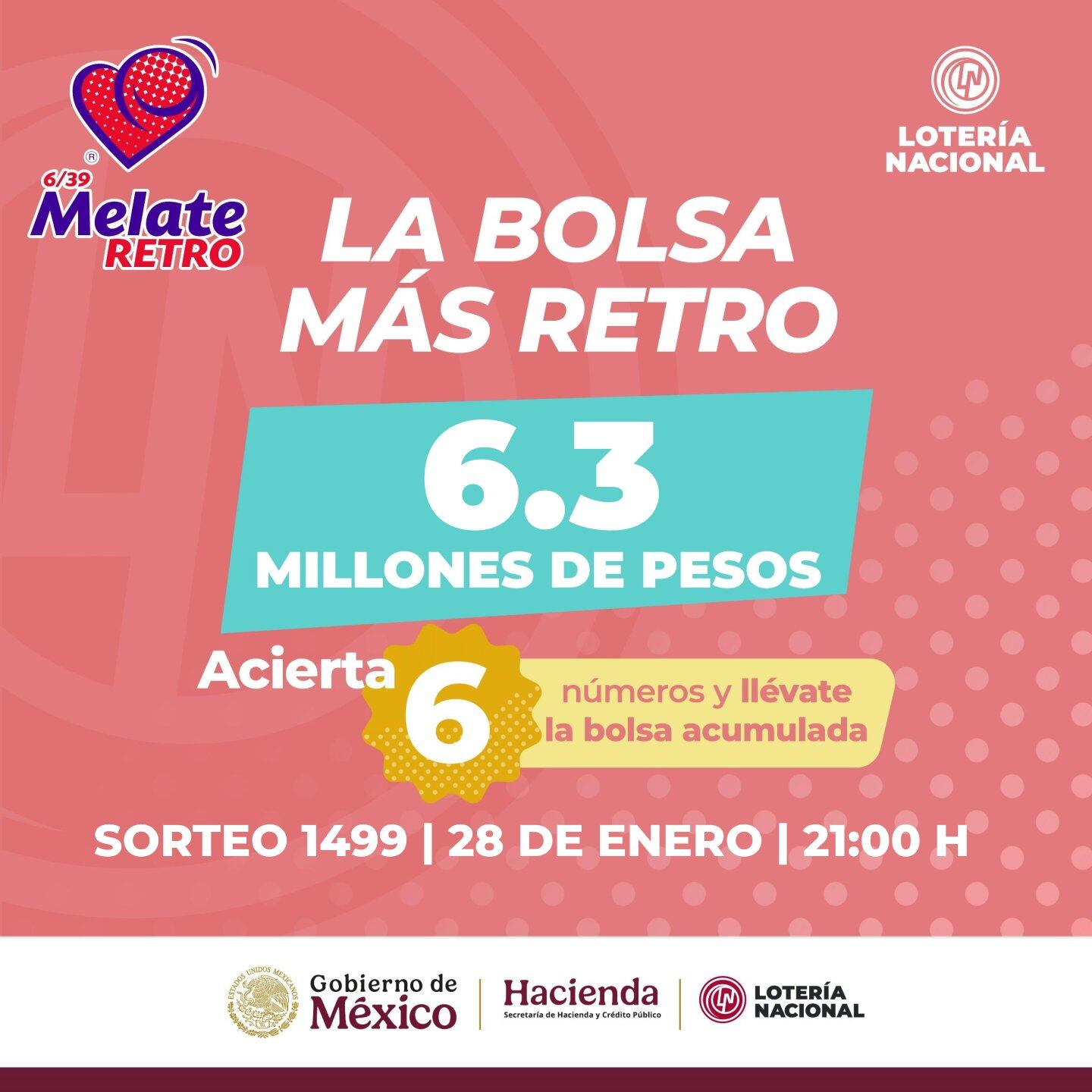 Resultados Sorteo Melate Retro 1499 de Lotería Nacional: Estos son los números ganadores