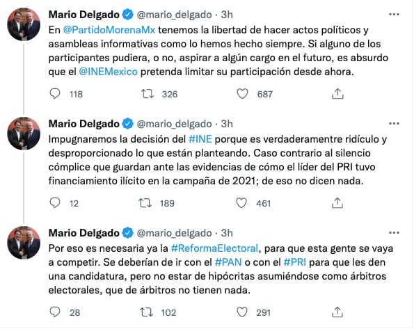 Morena impugnará la decisión del INE sobre realizar mítines