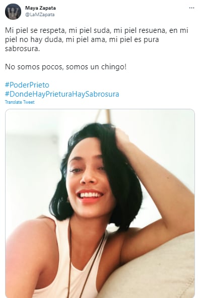 Post de Maya Zapata sobre Poder Prieto.